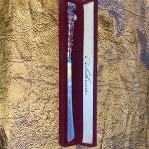 Elegant Crystal Silver Knife & Red Velvet Case